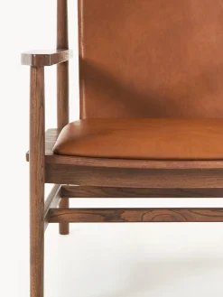 New Silla con reposabrazos de madera de fresno y asiento de cuero Hayo Sillones Pequeños|Sillones