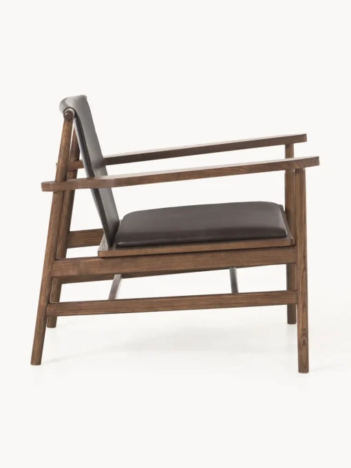 Sillones Pequeños|Sillones>Westwing Collection Silla con reposabrazos de madera de fresno y asiento de cuero Hayo Cuero marrón oscuro, madera de fresno aceitada en marrón