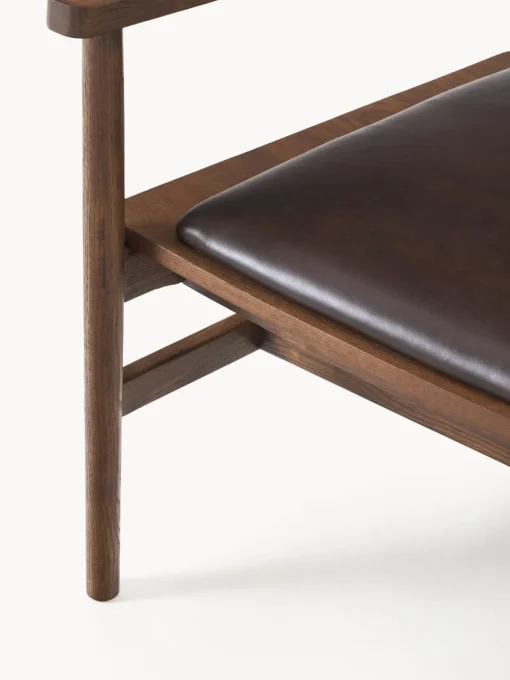 Sillones Pequeños|Sillones>Westwing Collection Silla con reposabrazos de madera de fresno y asiento de cuero Hayo Cuero marrón oscuro, madera de fresno aceitada en marrón