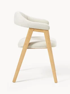 Sillas Con Reposabrazos|Sillas></noscript>Westwing Collection Silla con reposabrazos tapizada Nik Tejido blanco Off White, madera de roble barnizada
