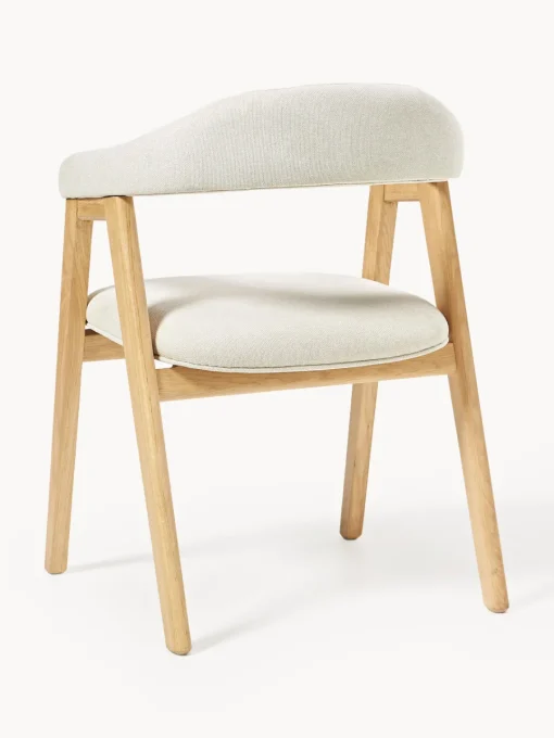 Sillas Con Reposabrazos|Sillas>Westwing Collection Silla con reposabrazos tapizada Nik Tejido blanco Off White, madera de roble barnizada