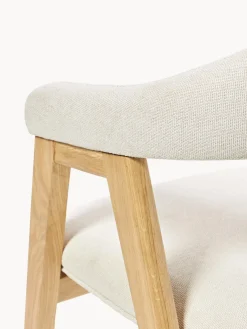 Sillas Con Reposabrazos|Sillas></noscript>Westwing Collection Silla con reposabrazos tapizada Nik Tejido blanco Off White, madera de roble barnizada