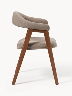 Sillas Con Reposabrazos|Sillas></noscript>Westwing Collection Silla con reposabrazos tapizada Nik Tejido taupe, madera de roble barnizada en marrón oscuro