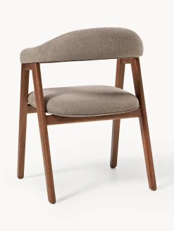 Sillas Con Reposabrazos|Sillas></noscript>Westwing Collection Silla con reposabrazos tapizada Nik Tejido taupe, madera de roble barnizada en marrón oscuro