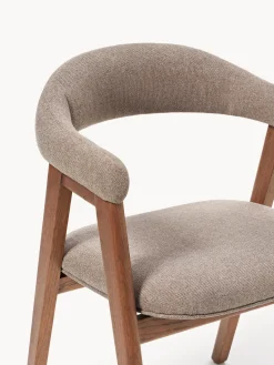 Sillas Con Reposabrazos|Sillas></noscript>Westwing Collection Silla con reposabrazos tapizada Nik Tejido taupe, madera de roble barnizada en marrón oscuro