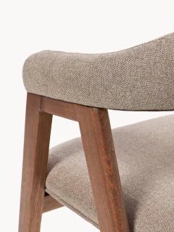 Sillas Con Reposabrazos|Sillas></noscript>Westwing Collection Silla con reposabrazos tapizada Nik Tejido taupe, madera de roble barnizada en marrón oscuro