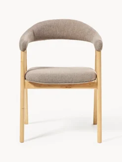Sillas Con Reposabrazos|Sillas></noscript>Westwing Collection Silla con reposabrazos tapizada Nik Tejido taupe, madera de roble barnizada