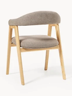 Sillas Con Reposabrazos|Sillas></noscript>Westwing Collection Silla con reposabrazos tapizada Nik Tejido taupe, madera de roble barnizada