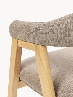 Sillas Con Reposabrazos|Sillas></noscript>Westwing Collection Silla con reposabrazos tapizada Nik Tejido taupe, madera de roble barnizada