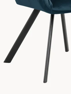 Sillas Con Reposabrazos|Sillas></noscript> Silla con repozabrazos de terciopelo Lola Terciopelo azul oscuro, negro mate