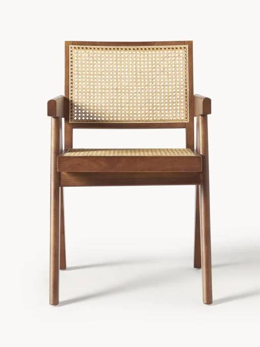 Sillas De Madera|Sillas Con Reposabrazos>Westwing Collection Silla con repozabrazos de tejido vienés Sissi Madera de roble oscura, beige claro