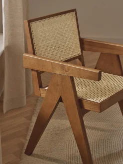 Sillas De Madera|Sillas Con Reposabrazos></noscript>Westwing Collection Silla con repozabrazos de tejido vienés Sissi Madera de roble oscura, beige claro