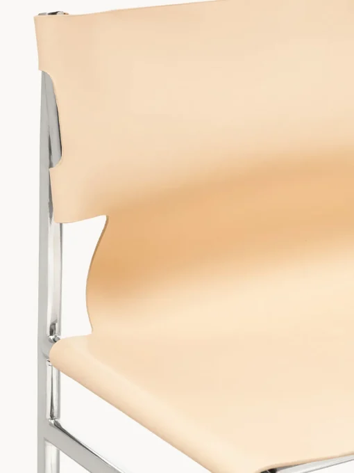 Sillas>Westwing Collection Silla de cuero Jordan Cuero beige, plateado