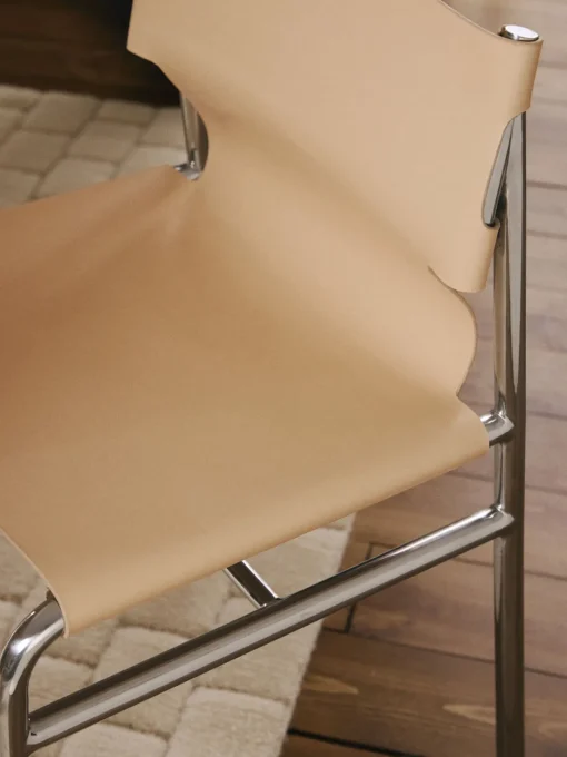 Sillas>Westwing Collection Silla de cuero Jordan Cuero beige, plateado