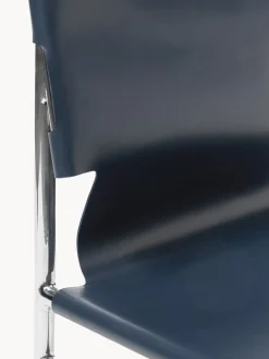 Sillas></noscript>Westwing Collection Silla de cuero Jordan Cuero azul oscuro, plateado
