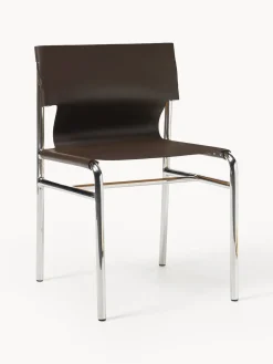 Sillas>Westwing Collection Silla de cuero Jordan Cuero marrón, plateado