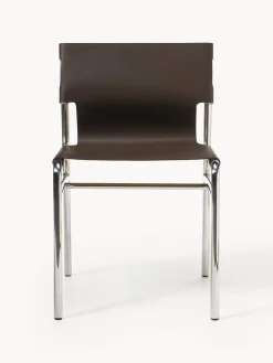 Sillas></noscript>Westwing Collection Silla de cuero Jordan Cuero marrón, plateado