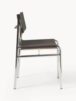 Sillas></noscript>Westwing Collection Silla de cuero Jordan Cuero marrón, plateado