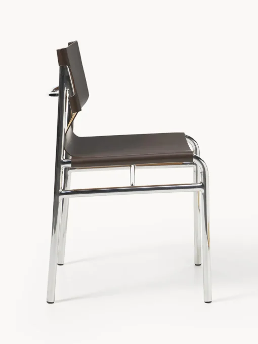 Sillas>Westwing Collection Silla de cuero Jordan Cuero marrón, plateado