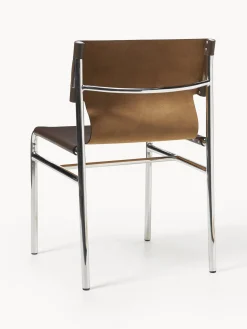 Sillas></noscript>Westwing Collection Silla de cuero Jordan Cuero marrón, plateado