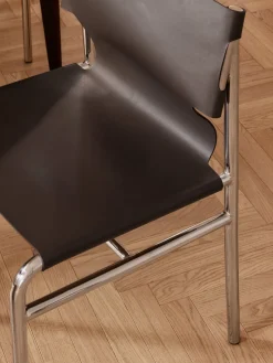 Sillas></noscript>Westwing Collection Silla de cuero Jordan Cuero marrón, plateado