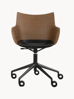 Sillas De Escritorio|Sillas De Escritorio></noscript>Kartell Silla de escritorio con reposabrazos Q/WOOD, altura regulable Madera, negro