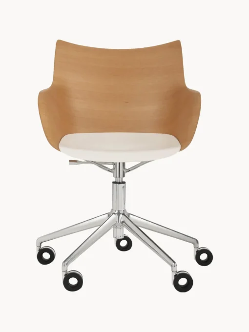 Sillas De Escritorio|Sillas De Escritorio>Kartell Silla de escritorio con reposabrazos Q/WOOD, altura regulable Madera, blanco