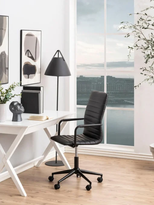 Sillas De Escritorio|Sillas De Escritorio> Silla de escritorio de cuero sintético Winslow, ajustable en altura Cuero sintético negro