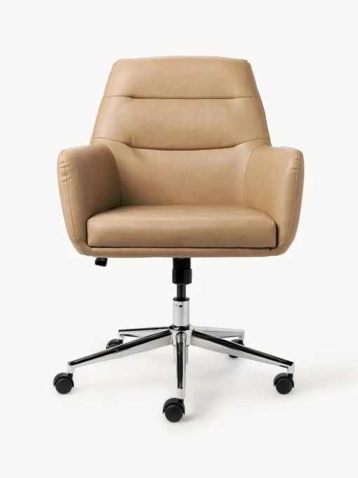 Sillas De Escritorio|Sillas De Escritorio>Westwing Collection Silla de escritorio de piel sintética con reposabrazos Benson, altura regulable Cuero sintético marrón claro