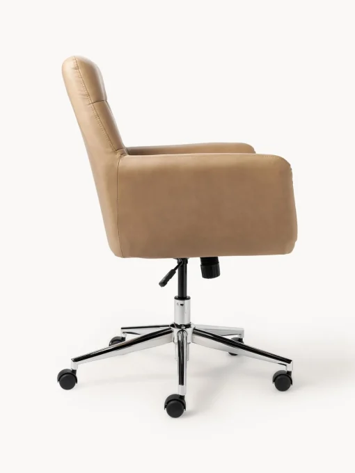 Sillas De Escritorio|Sillas De Escritorio>Westwing Collection Silla de escritorio de piel sintética con reposabrazos Benson, altura regulable Cuero sintético marrón claro