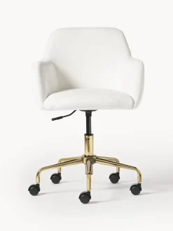 Sillas De Escritorio|Sillas De Escritorio></noscript>Westwing Collection Silla de escritorio de terciopelo Lucie Terciopelo blanco, dorado