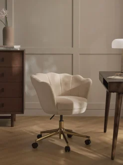 Sillas De Escritorio|Sillas De Escritorio>Westwing Collection Silla de escritorio de terciopelo con reposabrazos Oyster, altura regulable