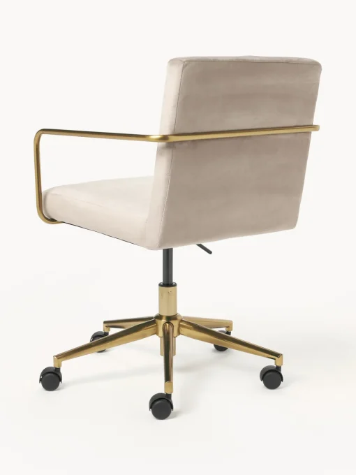 Sillas De Escritorio|Sillas De Escritorio>Westwing Collection Silla de escritorio de terciopelo con reposabrazos Kashya, altura regulable Terciopelo beige