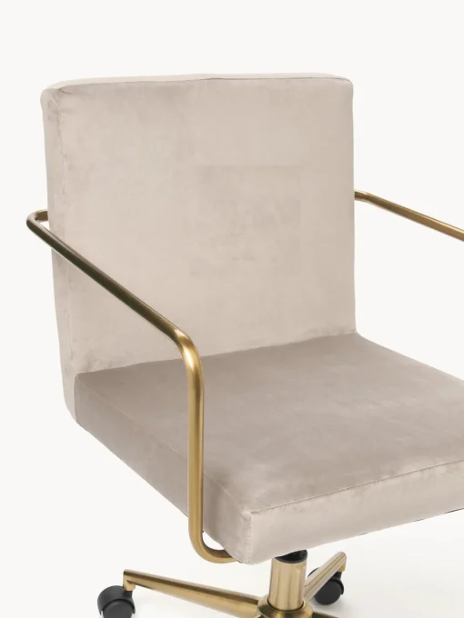 Sillas De Escritorio|Sillas De Escritorio>Westwing Collection Silla de escritorio de terciopelo con reposabrazos Kashya, altura regulable Terciopelo beige