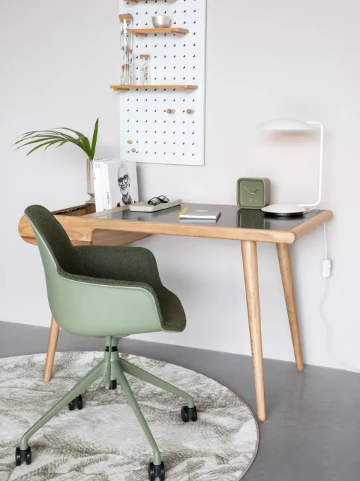 Sillas De Escritorio|Sillas De Escritorio>Zuiver Silla de escritorio en tejido bouclé Albert, regulable en altura Bouclé verde