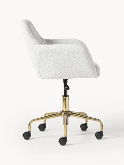 Sillas De Escritorio|Sillas De Escritorio></noscript>Westwing Collection Silla de escritorio en tejido bouclé Lucie Bouclé blanco, dorado