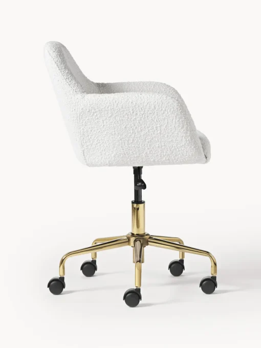 Sillas De Escritorio|Sillas De Escritorio>Westwing Collection Silla de escritorio en tejido bouclé Lucie Bouclé blanco, dorado