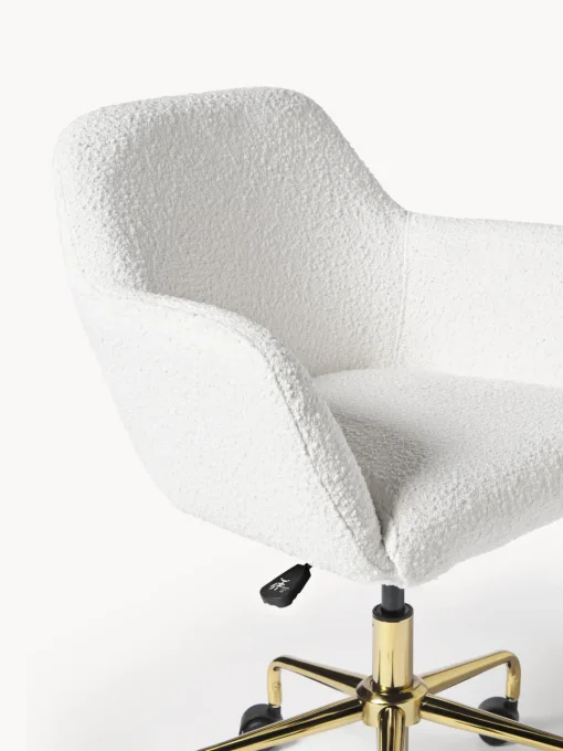 Sillas De Escritorio|Sillas De Escritorio>Westwing Collection Silla de escritorio en tejido bouclé Lucie Bouclé blanco, dorado
