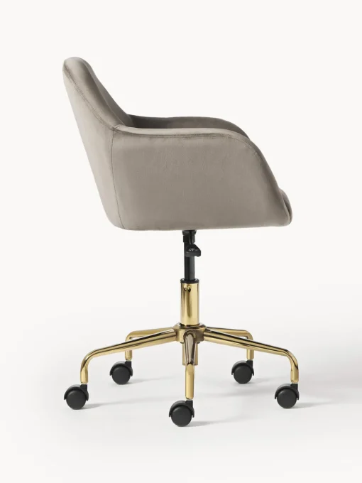 Sillas De Escritorio|Sillas De Escritorio>Westwing Collection Silla de escritorio en terciopelo Lucie Terciopelo gris pardo, dorado