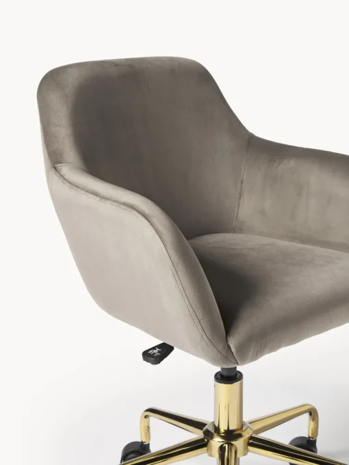 Sillas De Escritorio|Sillas De Escritorio>Westwing Collection Silla de escritorio en terciopelo Lucie Terciopelo gris pardo, dorado