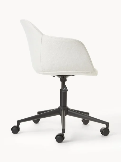 Sillas De Escritorio|Sillas De Escritorio>Westwing Collection Silla de escritorio tapizada con asiento estrecho Fiji Tejido blanco crema