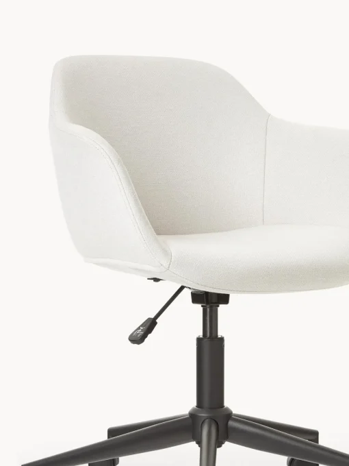 Sillas De Escritorio|Sillas De Escritorio>Westwing Collection Silla de escritorio tapizada con asiento estrecho Fiji Tejido blanco crema