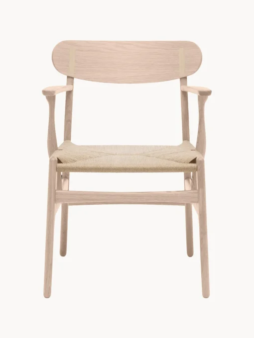 Sillas De Madera|Sillas Con Reposabrazos>Carl Hansen & Søn Silla de madera con asiento tejido a mano y reposabrazos CH36 Madera de roble enjabonada, beige claro