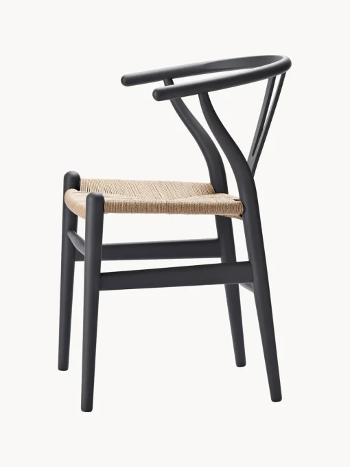 Sillas>Carl Hansen & Søn Silla de madera con asiento tejido a mano CH24 Madera de haya pintada en gris antracita, beige