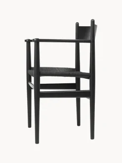 Sillas De Madera|Sillas Con Reposabrazos></noscript>Carl Hansen & Søn Silla de madera con asiento tejido a mano CH37 Madera de roble pintada en negro, negro