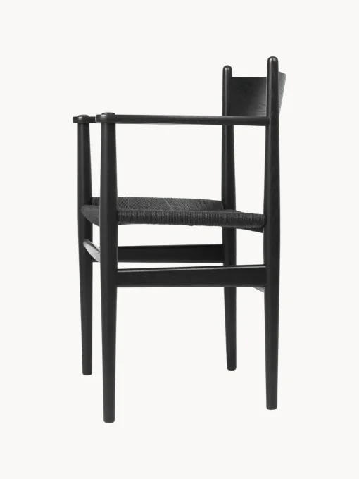 Sillas De Madera|Sillas Con Reposabrazos>Carl Hansen & Søn Silla de madera con asiento tejido a mano CH37 Madera de roble pintada en negro, negro
