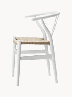 Sillas></noscript>Carl Hansen & Søn Silla de madera con asiento tejido a mano CH24 Madera de haya pintada en blanco, beige