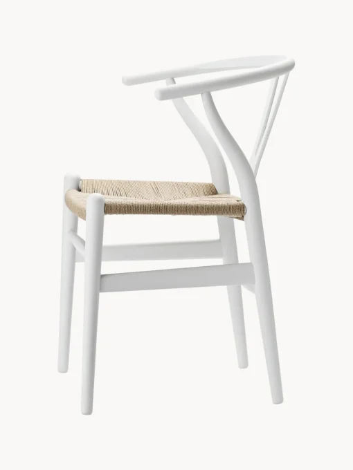 Sillas>Carl Hansen & Søn Silla de madera con asiento tejido a mano CH24 Madera de haya pintada en blanco, beige