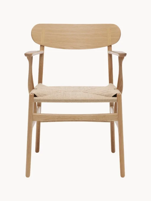 Sillas De Madera|Sillas Con Reposabrazos>Carl Hansen & Søn Silla de madera con asiento tejido a mano y reposabrazos CH36 Madera de roble barnizada, beige claro
