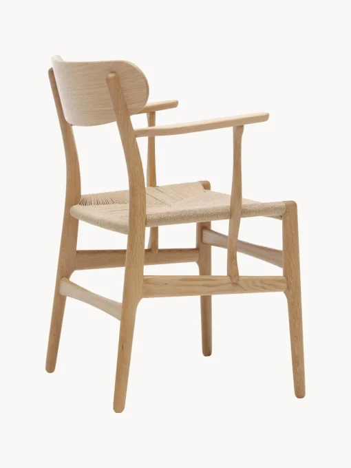 Sillas De Madera|Sillas Con Reposabrazos>Carl Hansen & Søn Silla de madera con asiento tejido a mano y reposabrazos CH36 Madera de roble barnizada, beige claro